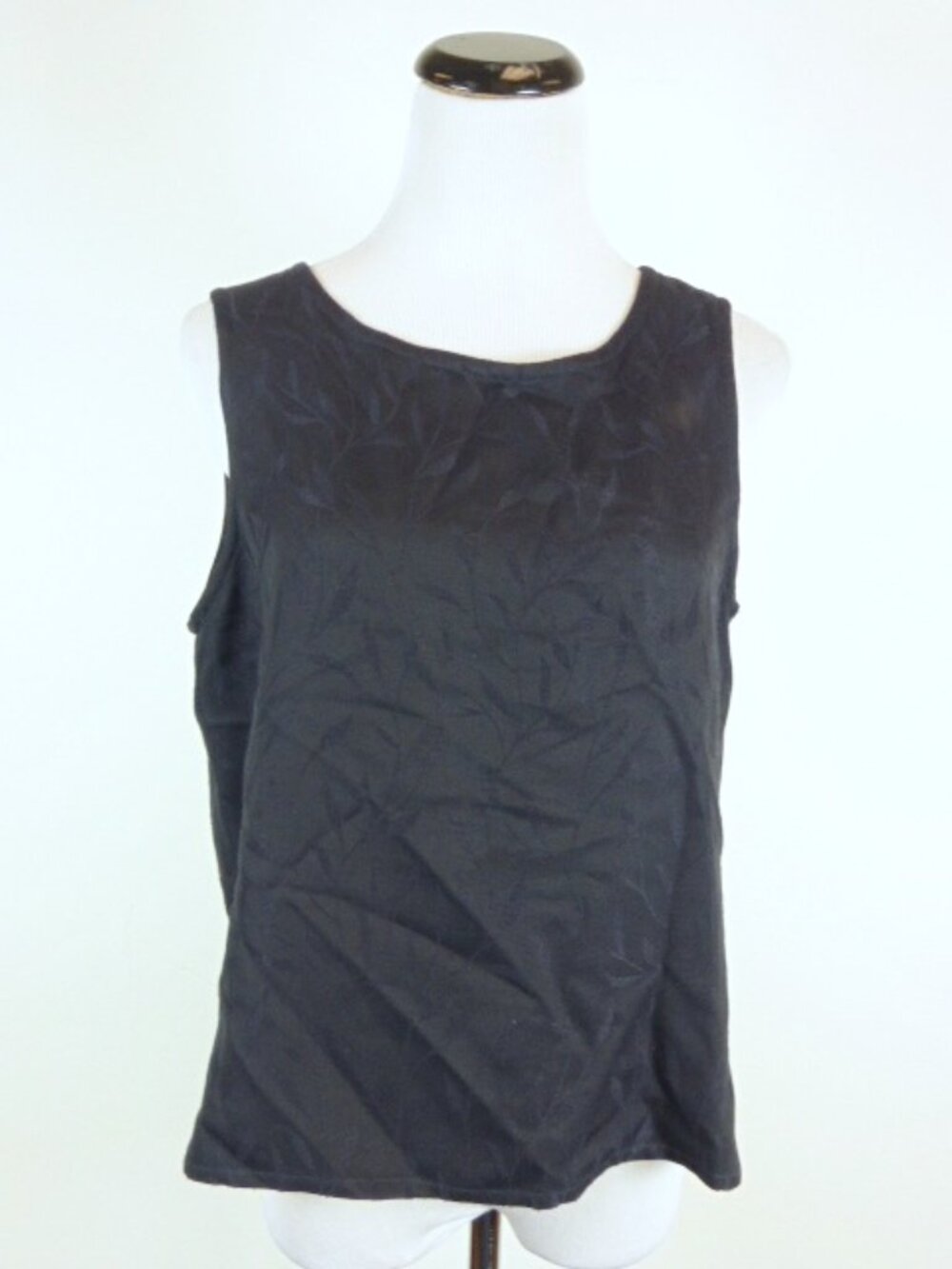 EILEEN FISHER navy damask sleeveless TANK TOP M